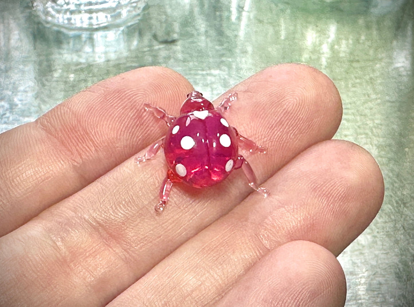 Pink Ladybug - Glass Figurine Sculpture