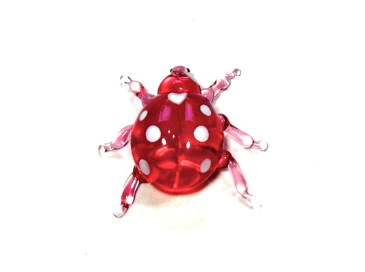 Pink Ladybug - Glass Figurine Sculpture