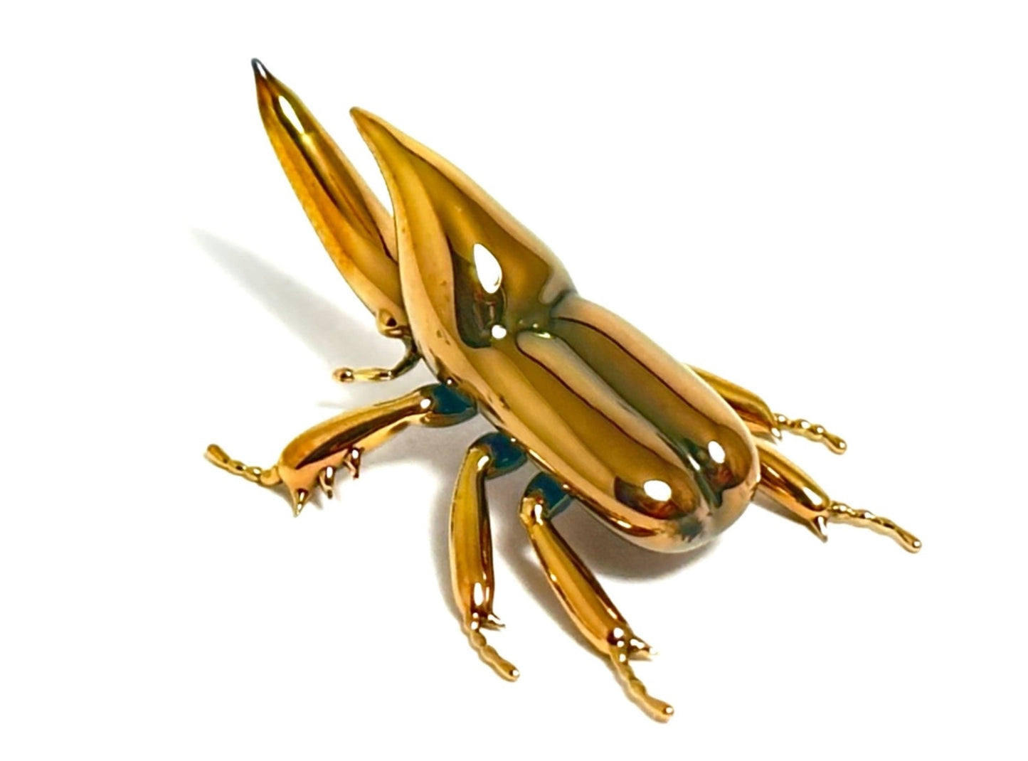 Golden Baby Rhinoceros Beetle - Glass Figurine Sculpture