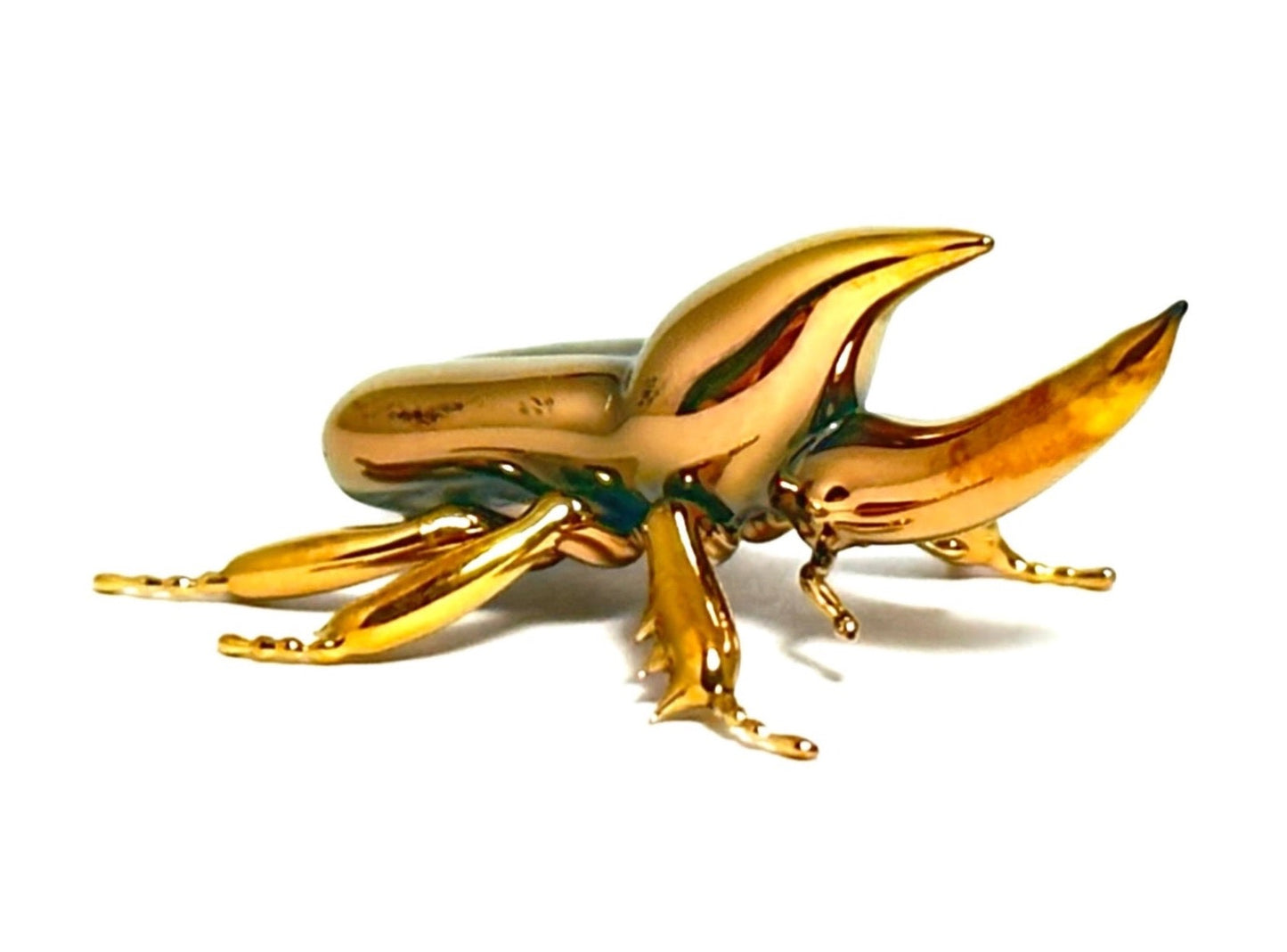 Golden Baby Rhinoceros Beetle - Glass Figurine Sculpture