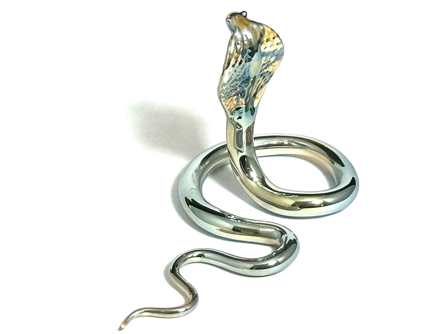 White Gold Cobra Snake - Glass Figurine Sculpture