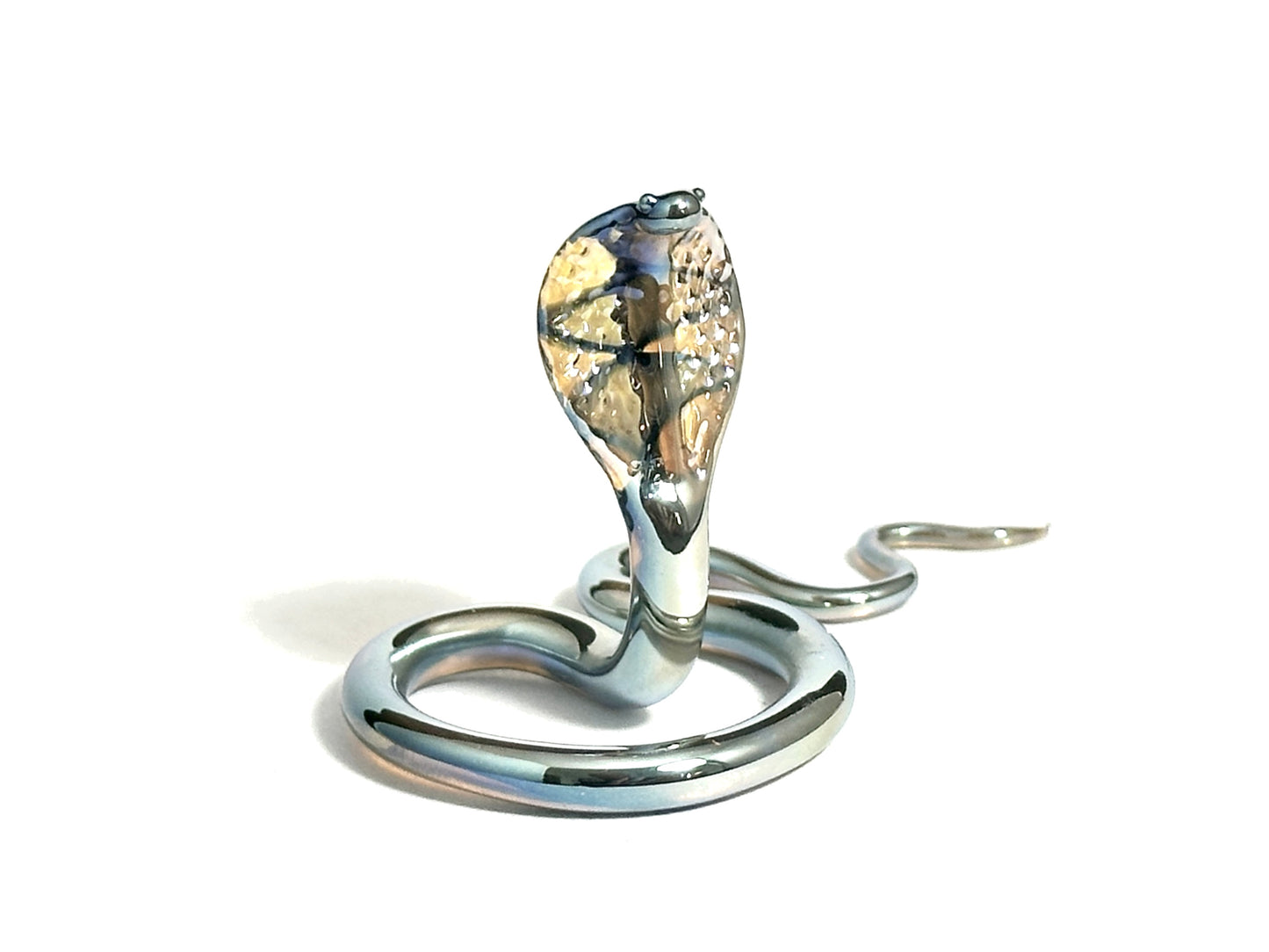 White Gold Cobra Snake - Glass Figurine Sculpture