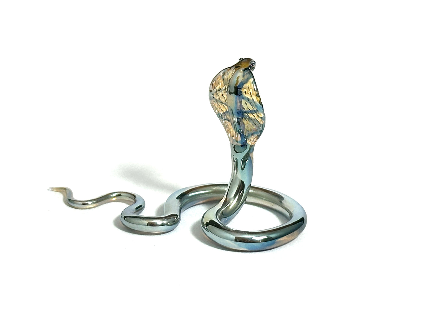 White Gold Cobra Snake - Glass Figurine Sculpture