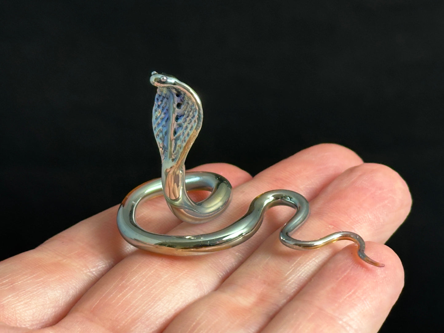 White Gold Cobra Snake - Glass Figurine Sculpture